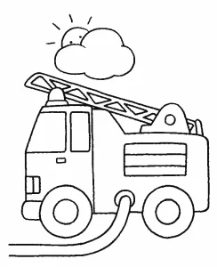 coloriage Camion de pompier pour enfant de 3 ans