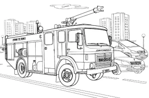 coloriage Camion de pompier à imprimer pour enfants