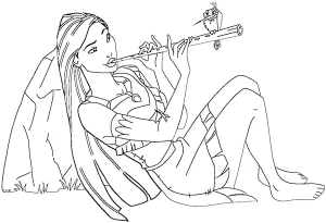 coloriage Pocahontas à imprimer pdf gratuit