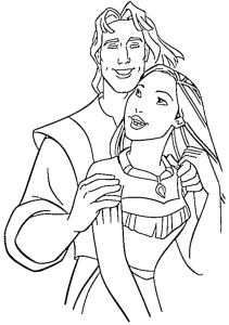 coloriage Pocahontas à imprimer pour enfant de 7 ans