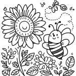 coloriage Abeille à imprimer kawaii