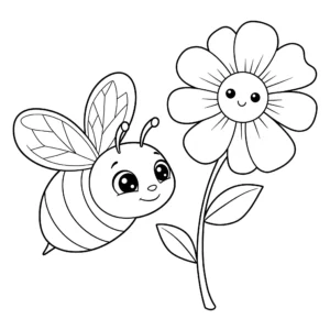 coloriage Abeille et fleur a dessiner et imprimer