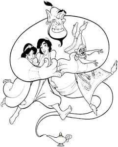 coloriage Aladdin à imprimer kawaii