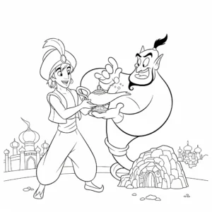 coloriage Aladdin et la lampe magique pour enfant de à imprimer