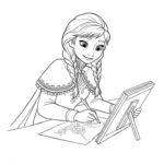 coloriage Anna dessine a imprimer pour enfant de 4 ans