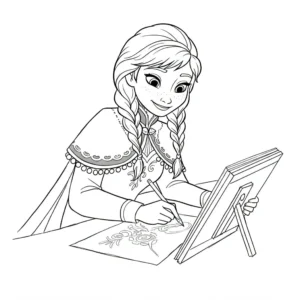 coloriage Anna dessine a imprimer pour enfant de 4 ans