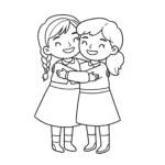 coloriage Anna et Wendy font un câlin pour enfant