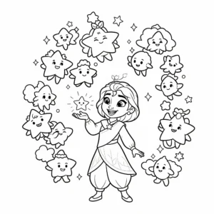 coloriage Asha et les souhaits de Rosas à imprimer pour enfants