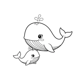 coloriage Baleine Maman et Bébé pour enfant gratuit