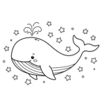 coloriage Baleine avec des étoiles pour enfant de 6 ans