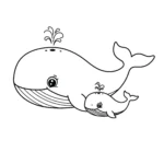 coloriage Baleine et son bébé pour enfants à télécharger