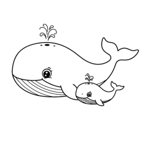 coloriage Baleine et son bébé pour enfants à télécharger