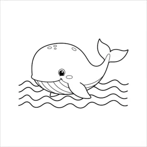 coloriage Baleine sous les Vagues a dessiner et imprimer
