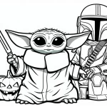 coloriage Bébé Yoda à imprimer pour enfant de 10 ans