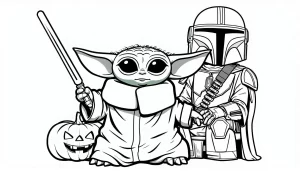 coloriage Bébé Yoda à imprimer pour enfant de 10 ans