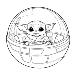 coloriage Bébé Yoda à imprimer kawaii