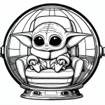 coloriage Bébé Yoda à imprimer pour enfant de 2 ans
