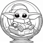 coloriage Bébé Yoda gratuit a imprimer