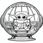 coloriage Bébé Yoda à imprimer pdf gratuit