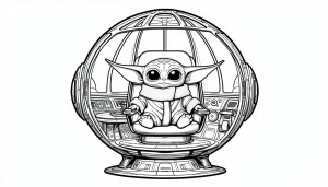 coloriage Bébé Yoda à imprimer pdf gratuit