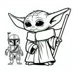 coloriage Bébé Yoda à imprimer pour enfant de 2 ans