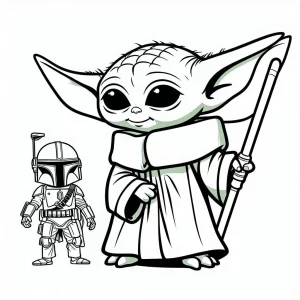 coloriage Bébé Yoda à imprimer pour enfant de 2 ans