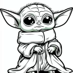 coloriage Bébé Yoda et découpage à imprimer