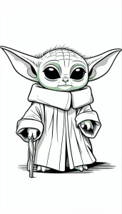 coloriage Bébé Yoda a imprimer gratuitement
