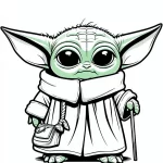coloriage Bébé Yoda a imprimer gratuitement