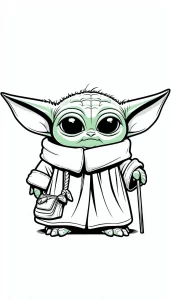 coloriage Bébé Yoda a imprimer gratuitement