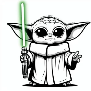 coloriage Bébé Yoda à imprimer pdf gratuit