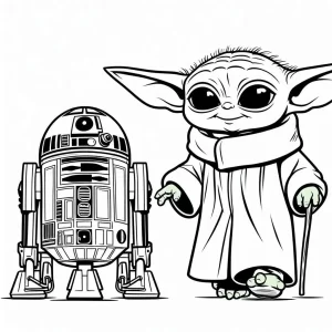 coloriage Bébé Yoda pour enfants à télécharger