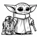 coloriage Bébé Yoda à imprimer pdf gratuit