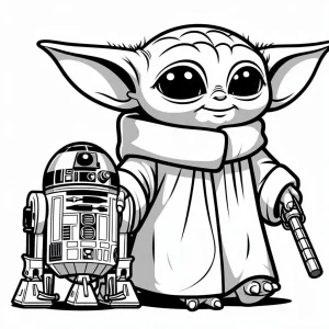 coloriage Bébé Yoda à imprimer pdf gratuit