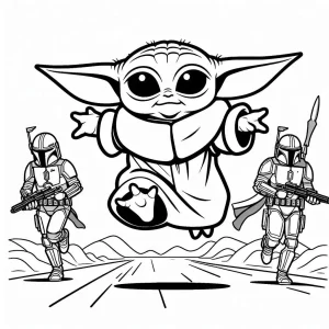 imprimer coloriage Bébé Yoda pour enfant