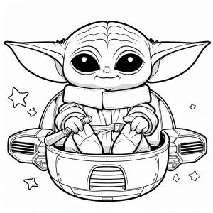 coloriage Bébé Yoda pour enfant de 3 ans
