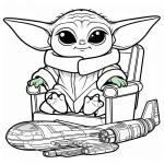 coloriage Bébé Yoda à imprimer pdf gratuit