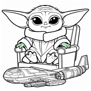 coloriage Bébé Yoda à imprimer pdf gratuit