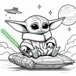coloriage Bébé Yoda pour enfants à télécharger