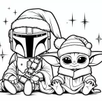 imprimer coloriage Bébé Yoda pour enfant