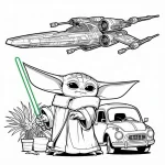 coloriage Bébé Yoda educatif pour enfant