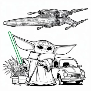 coloriage Bébé Yoda educatif pour enfant