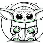 coloriage Bébé Yoda à imprimer pour enfant de 10 ans