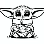 coloriage Bébé Yoda pour enfants a imprimer