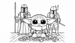 coloriage Bébé Yoda gratuit en ligne