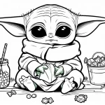 coloriage Bébé Yoda pour enfants a imprimer gratuit