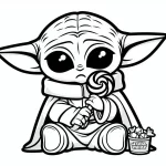 coloriage Bébé Yoda pour enfant de 3 ans