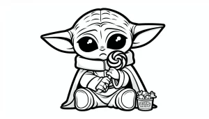 coloriage Bébé Yoda pour enfant de 3 ans