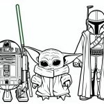 coloriage Bébé Yoda à imprimer pour enfant de 10 ans