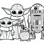 coloriage Bébé Yoda pour enfant de 4 ans